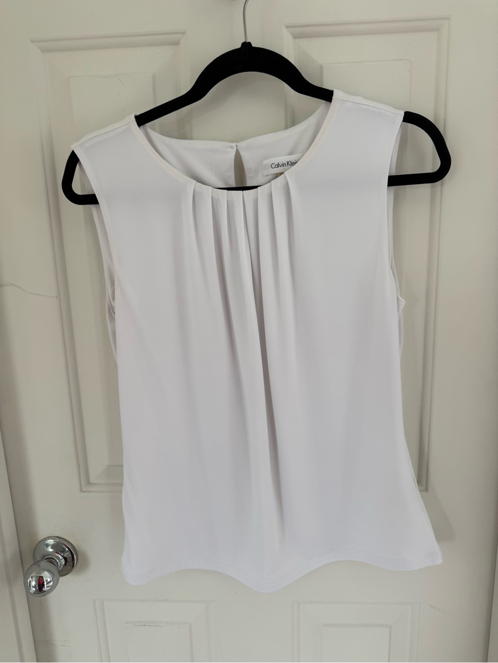 Calvin Klein White Pleated Sleeveless top